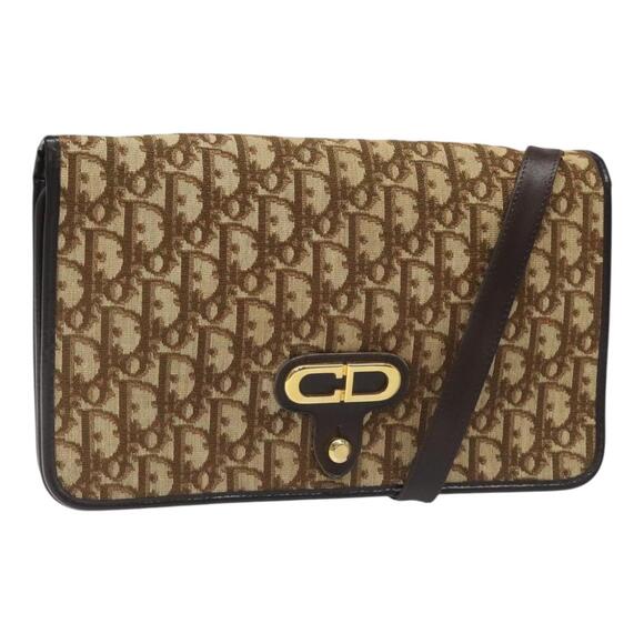 DIOR Trotter Canvas Shoulder Bag Brown - Picture 1 of 12